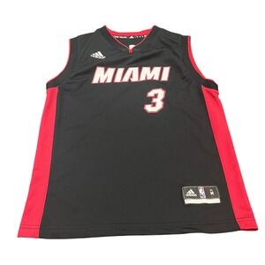 Adidas Basketball Jersey Mens M Black Miami Heat Dwyane Wade 3 Sleeveless NBA